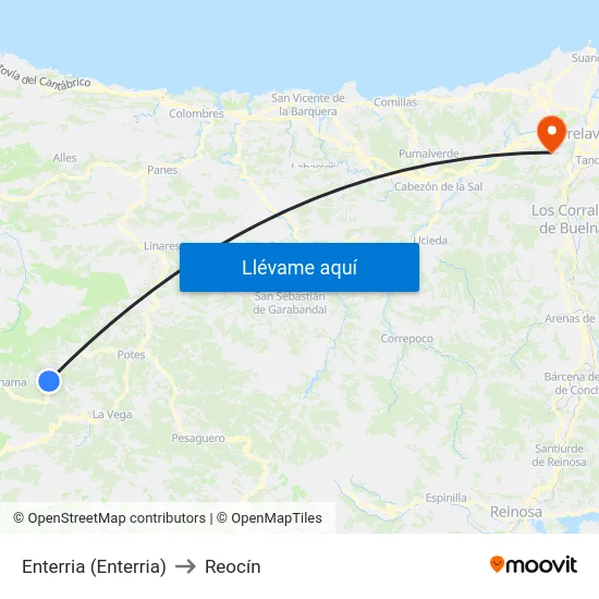 Enterria (Enterria) to Reocín map