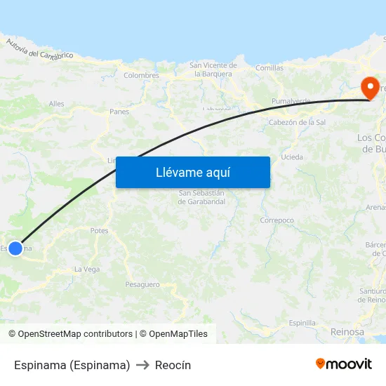 Espinama (Espinama) to Reocín map
