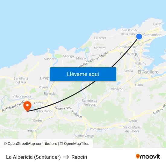 La Albericia (Santander) to Reocín map