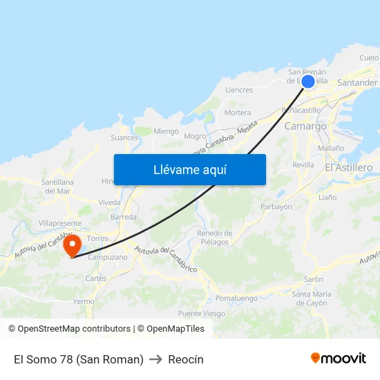 El Somo 78 (San Roman) to Reocín map