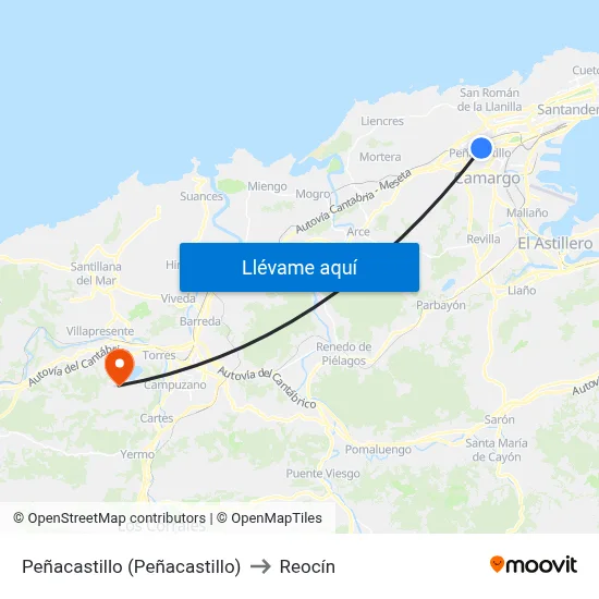 Peñacastillo (Peñacastillo) to Reocín map