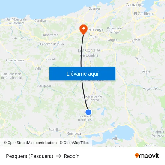 Pesquera (Pesquera) to Reocín map