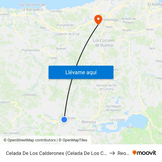 Celada De Los Calderones (Celada De Los Calderones) to Reocín map