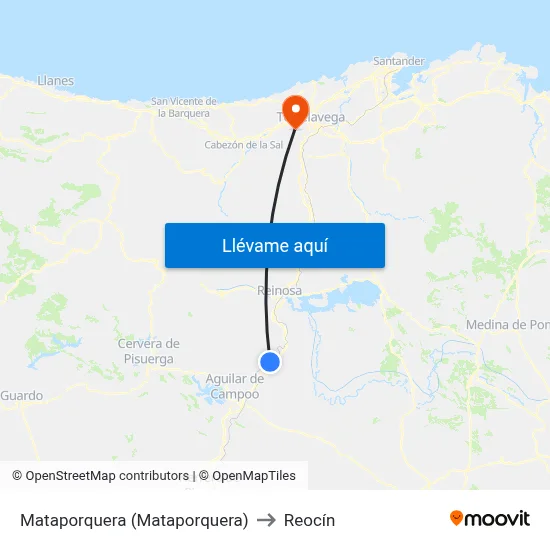 Mataporquera (Mataporquera) to Reocín map