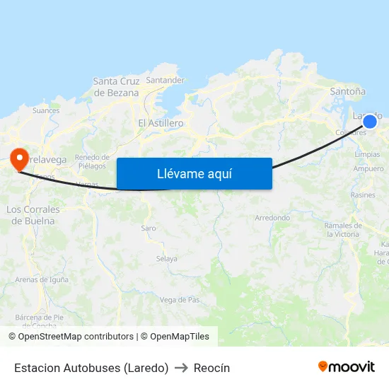 Estacion Autobuses (Laredo) to Reocín map