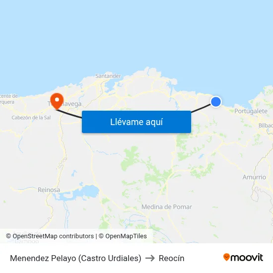 Menendez Pelayo (Castro Urdiales) to Reocín map