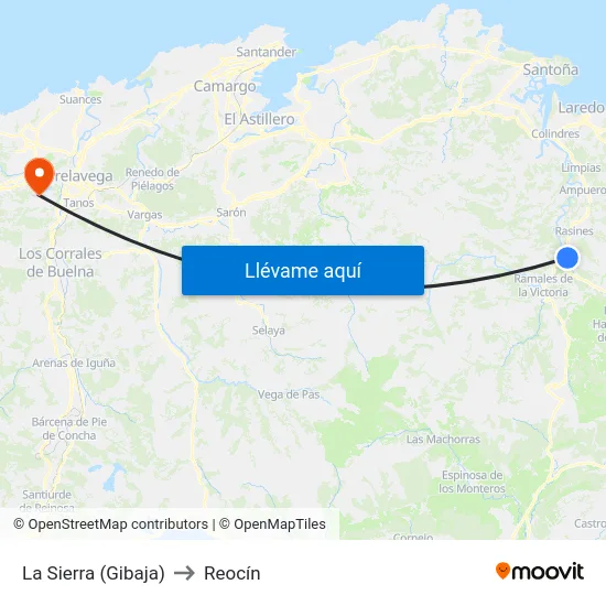 La Sierra (Gibaja) to Reocín map