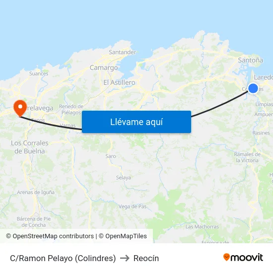 C/Ramon Pelayo (Colindres) to Reocín map