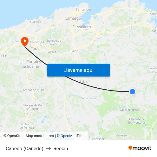 Cañedo (Cañedo) to Reocín map