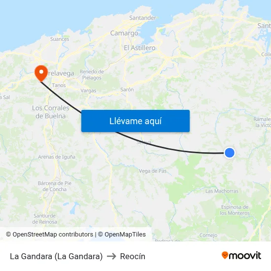 La Gandara (La Gandara) to Reocín map