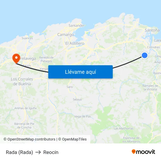 Rada (Rada) to Reocín map