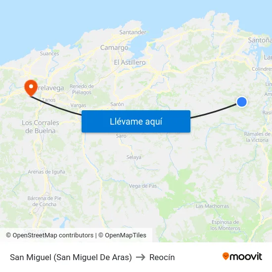 San Miguel (San Miguel De Aras) to Reocín map