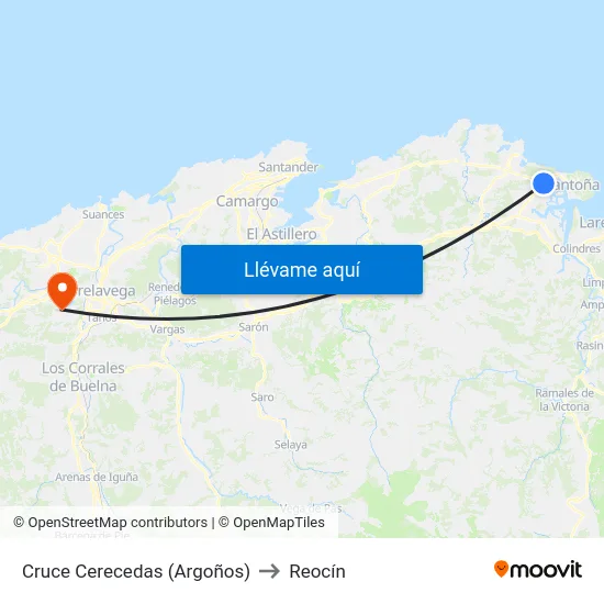 Cruce Cerecedas (Argoños) to Reocín map