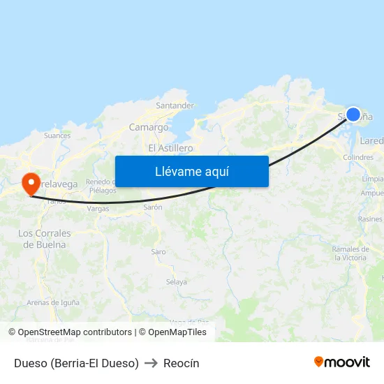 Dueso (Berria-El Dueso) to Reocín map