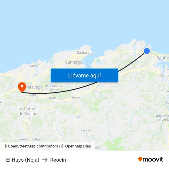 El Huyo (Noja) to Reocín map