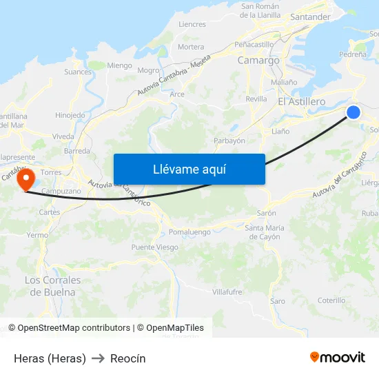 Heras (Heras) to Reocín map