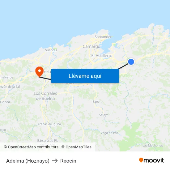 Adelma (Hoznayo) to Reocín map