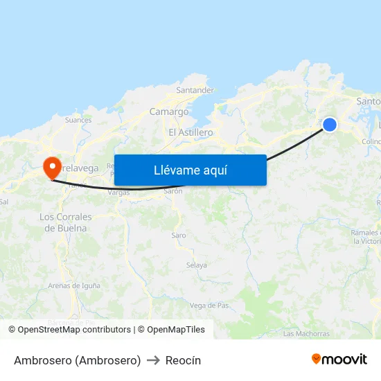 Ambrosero (Ambrosero) to Reocín map