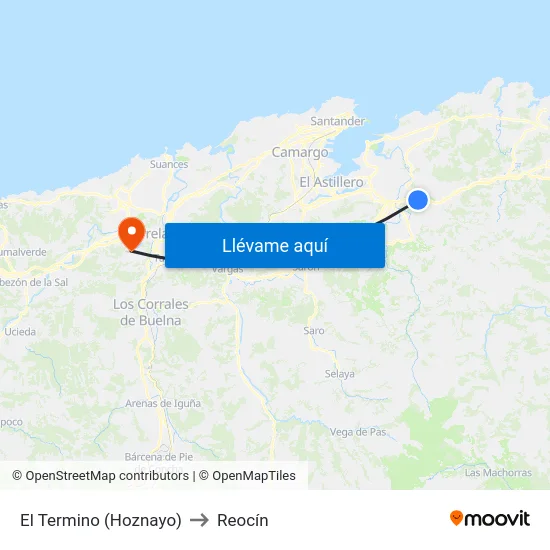El Termino (Hoznayo) to Reocín map