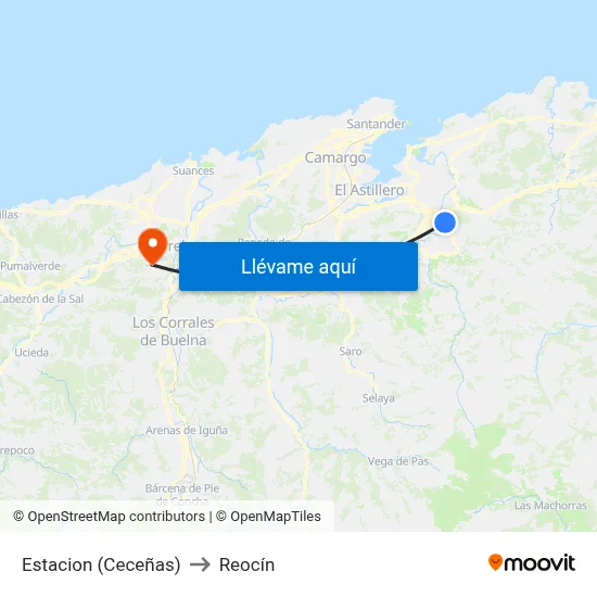 Estacion (Ceceñas) to Reocín map