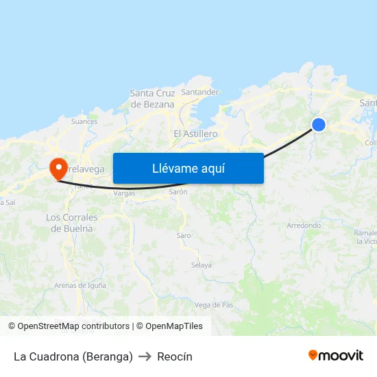 La Cuadrona (Beranga) to Reocín map
