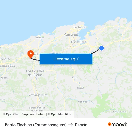 Barrio Elechino (Entrambasaguas) to Reocín map