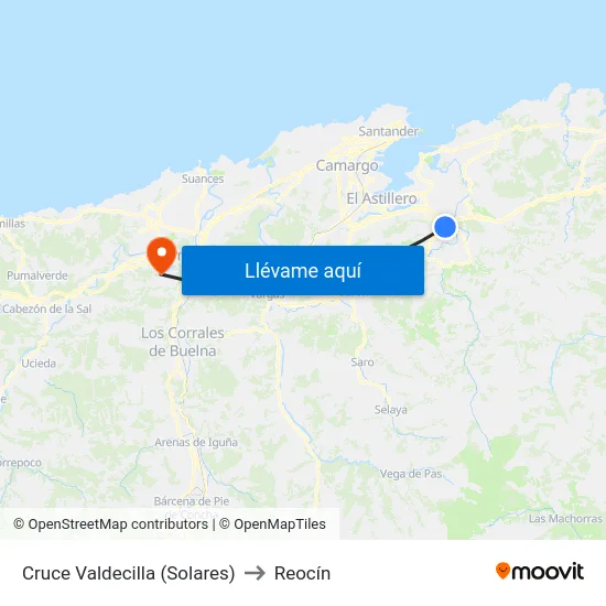 Cruce Valdecilla (Solares) to Reocín map