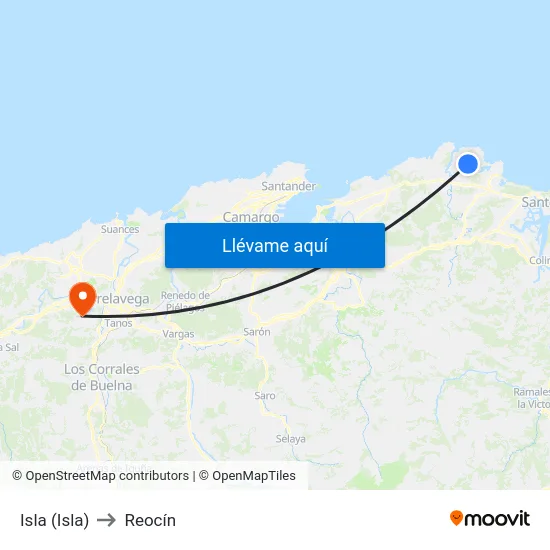 Isla (Isla) to Reocín map