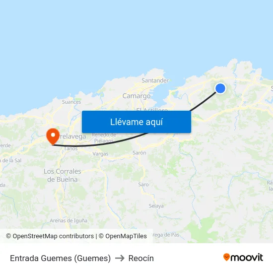 Entrada Guemes (Guemes) to Reocín map