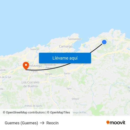 Guemes (Guemes) to Reocín map