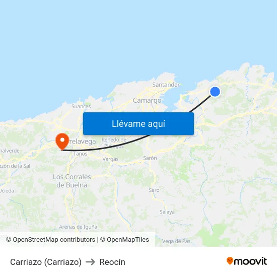 Carriazo (Carriazo) to Reocín map