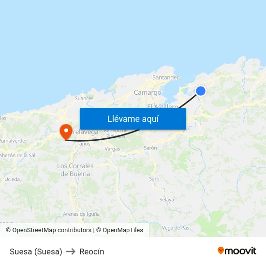 Suesa (Suesa) to Reocín map