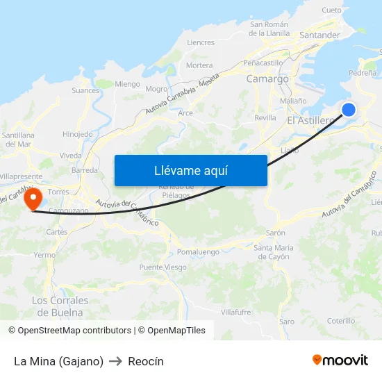 La Mina (Gajano) to Reocín map