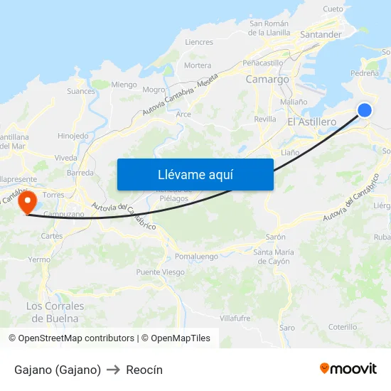 Gajano (Gajano) to Reocín map