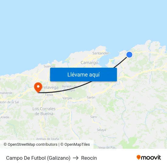 Campo De Futbol (Galizano) to Reocín map