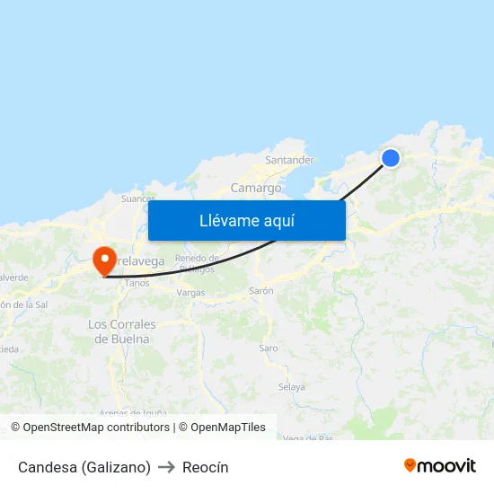Candesa (Galizano) to Reocín map