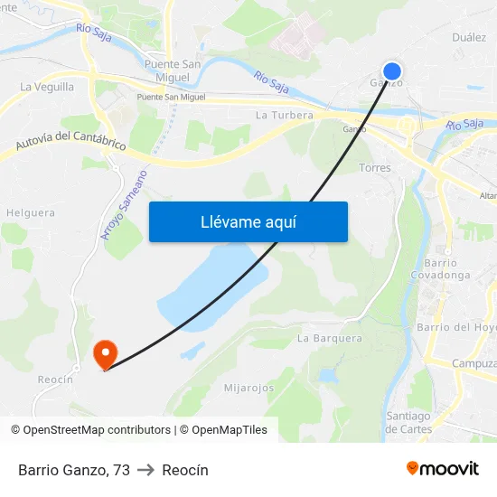 Barrio Ganzo, 73 to Reocín map