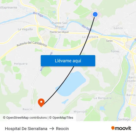 Hospital De Sierrallana to Reocín map