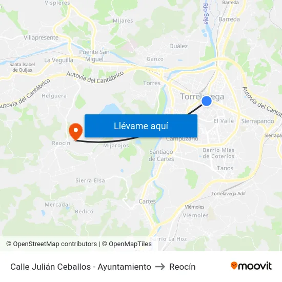 Calle Julián Ceballos - Ayuntamiento to Reocín map