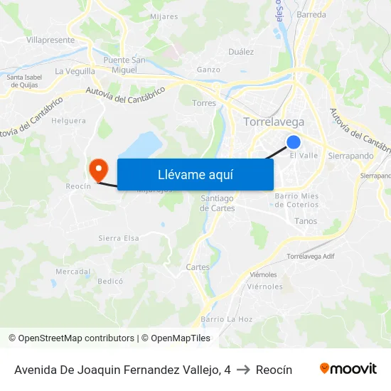 Avenida De Joaquin Fernandez Vallejo, 4 to Reocín map