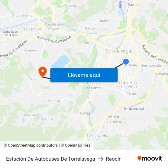 Estación De Autobuses De Torrelavega to Reocín map