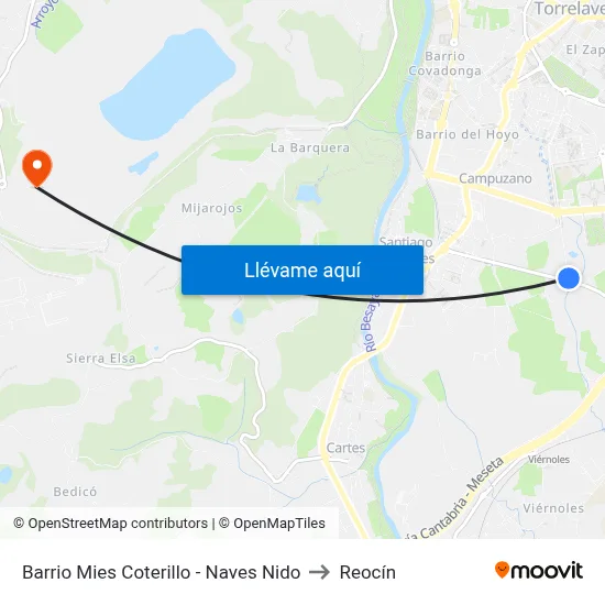 Barrio Mies Coterillo - Naves Nido to Reocín map