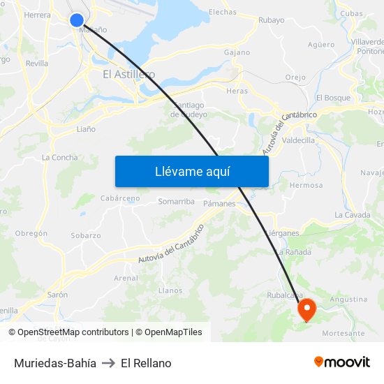 Muriedas-Bahía to El Rellano map