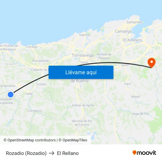 Rozadio (Rozadio) to El Rellano map