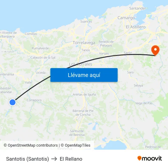 Santotis (Santotis) to El Rellano map