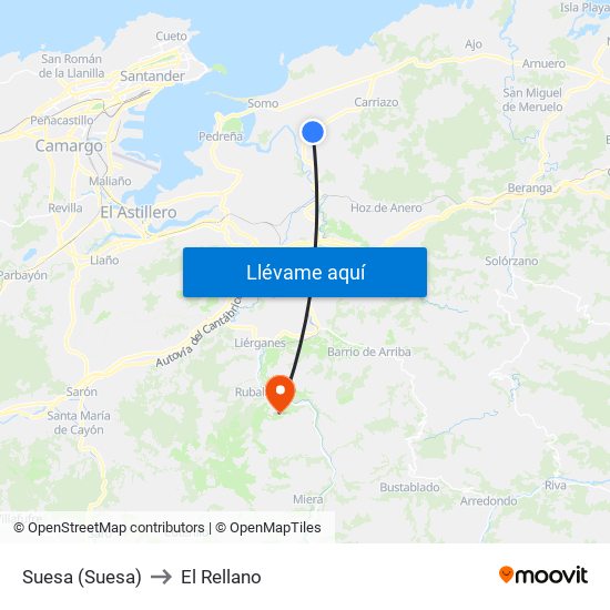 Suesa (Suesa) to El Rellano map