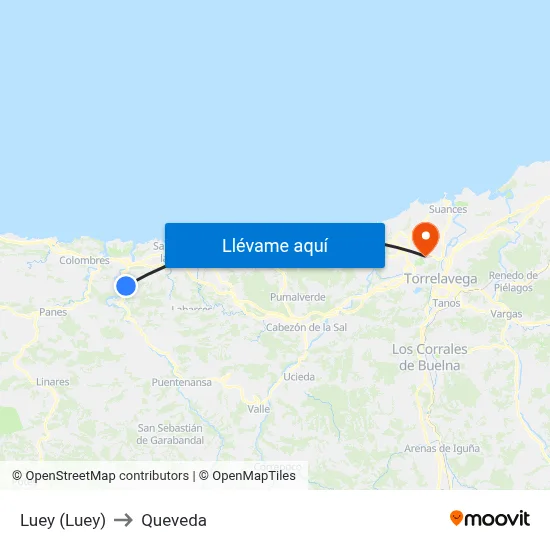 Luey (Luey) to Queveda map