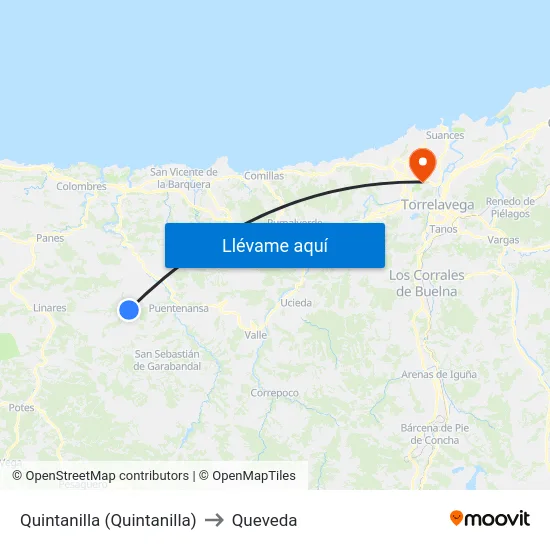 Quintanilla (Quintanilla) to Queveda map