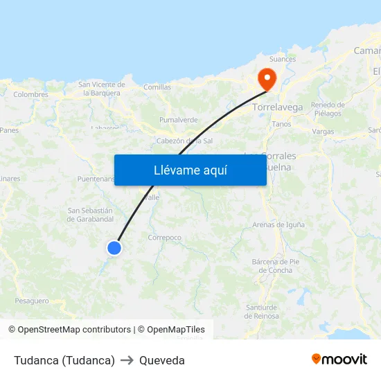 Tudanca (Tudanca) to Queveda map