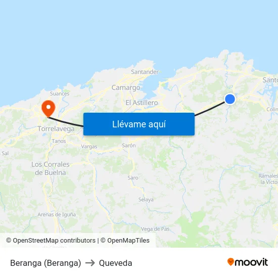 Beranga (Beranga) to Queveda map